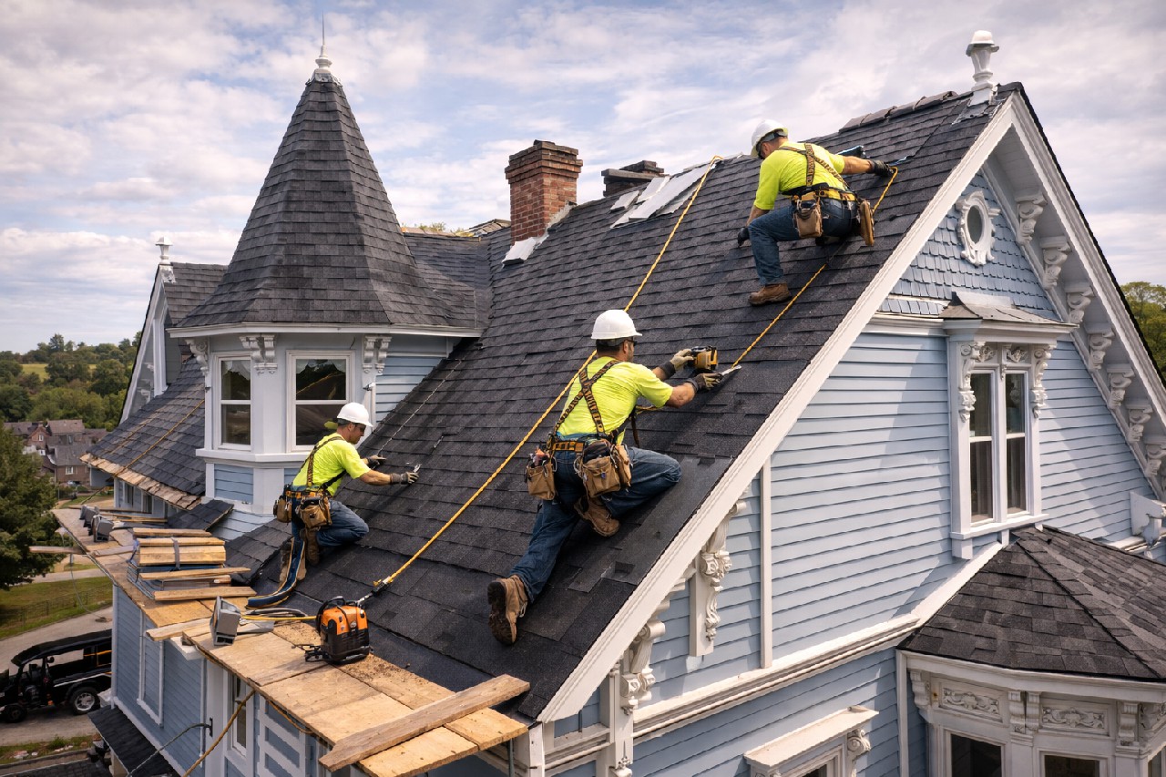 Fresno roof repair crew diagnosing leaks and flashing damage